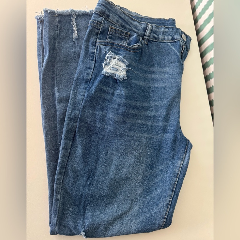Woman Blue Distressed Jeans